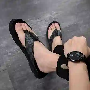 佐塞斯 简约时尚百搭舒适人字拖鞋 男款 黑色