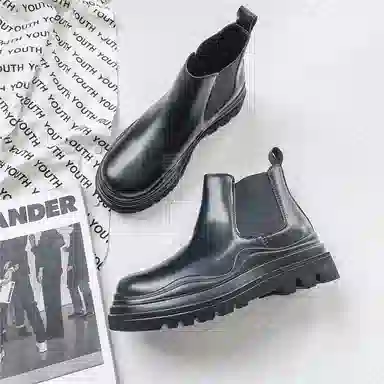 健休 牛剖层革 简约舒适 中筒 马丁靴 男女同款