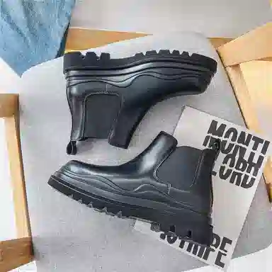 健休 牛剖层革 简约舒适 中筒 马丁靴 男女同款