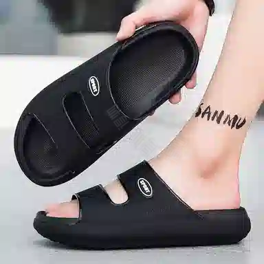 依米奴 户外沙滩 外穿 脚感舒适 时尚潮流 轻便透气 柔软耐折 室内居家 旅游度假 简约百搭 雅痞帅气 速干一脚蹬 防臭一字拖鞋 男款