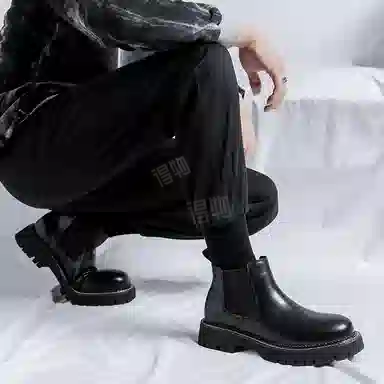 品乙 潮流百搭舒适 短筒 切尔西靴 男款 黑色