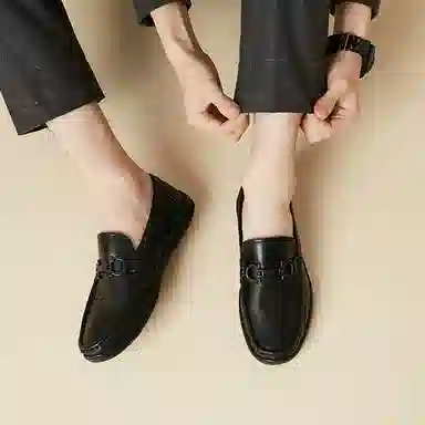 品乙 头层牛皮 透气 休闲鞋 男款 黑色