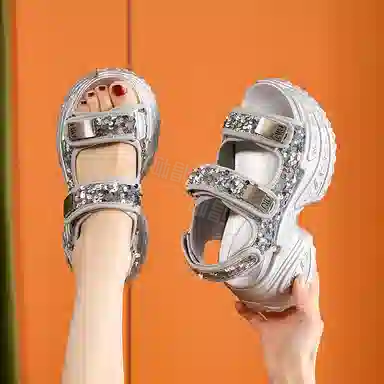 迷兰恋歌 时尚松糕厚底增高外穿百搭 沙滩凉鞋 女款