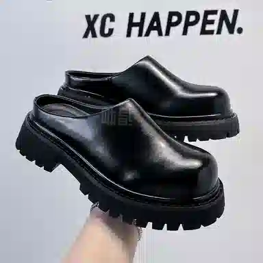 威世米邦 厚底百搭潮流小众德比高级感半拖 橡胶底 防滑包头拖鞋 男款