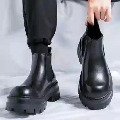 罗蒙 潮流时尚 英伦百搭 切尔西靴 男款 黑色