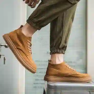 小红人 牛反绒 通勤舒适 短靴 男