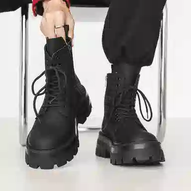 威世米邦 超纤皮 厚底舒适百搭 短筒 马丁靴 男款 黑色