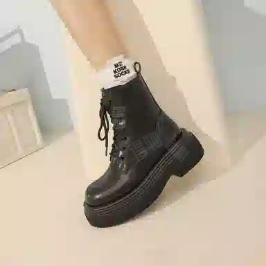 伯爵猫 二层牛皮 舒适 百搭 马丁靴 女款 黑色/棕色