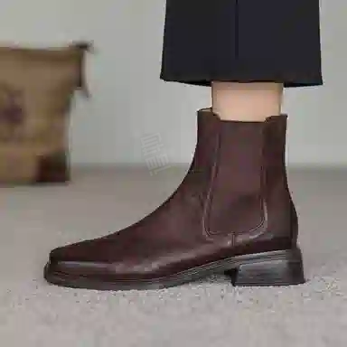 五九丹七 头层牛皮 潮流时尚百搭好看 短筒 切尔西靴 女款