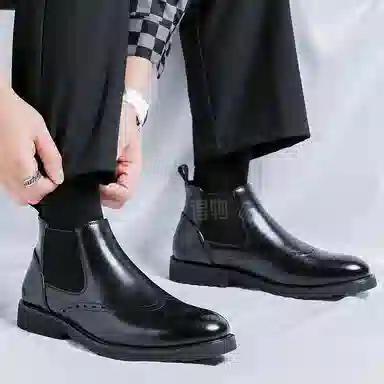 罗蒙 超纤皮 百搭通勤潮流 短筒 切尔西靴 男款