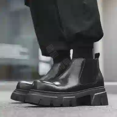 威世米邦 超纤皮 百搭通勤潮流 短筒 切尔西靴 男款 黑色