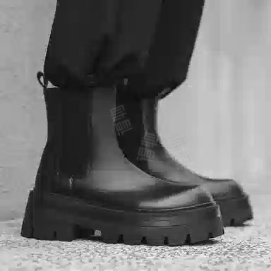 威世米邦 超纤皮 英伦风潮流百搭休闲 短筒 切尔西靴 男款 黑色