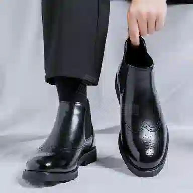 罗蒙 超纤皮 百搭通勤潮流 短筒 切尔西靴 男款