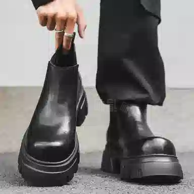 威世米邦 超纤皮 百搭通勤潮流 短筒 切尔西靴 男款 黑色