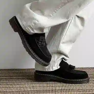 威世米邦 牛反绒皮 德比流苏一脚蹬英伦商务 休闲鞋 男款