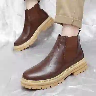 公牛魅力 厚底显高软底舒适 切尔西靴 男款