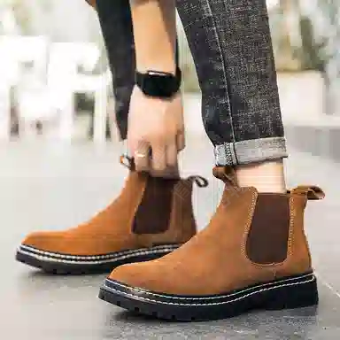 公牛魅力 英伦风复古休闲 短筒  切尔西靴 男款