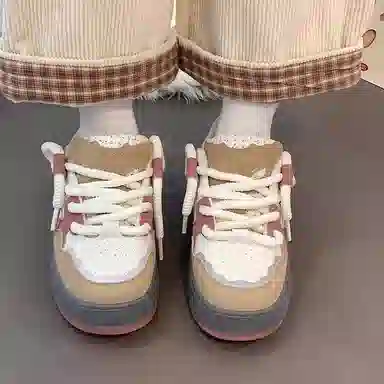 小鹿米利 时尚 保暖 低帮 板鞋 女款 卡其