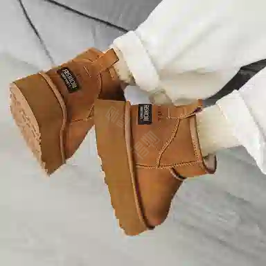 小红人 牛反绒 保暖耐磨防滑 经典休闲 百搭 短筒 雪地靴 男女同款 栗色