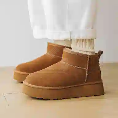 小红人 牛反绒 保暖耐磨防滑 经典休闲 百搭 短筒 雪地靴 男女同款 栗色