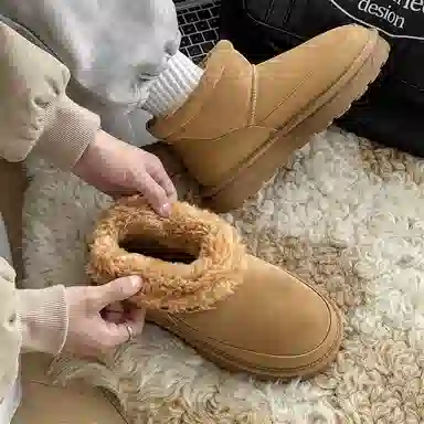 威世米邦 保暖防滑 厚底加绒一脚蹬 短筒 雪地靴 男款