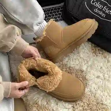 威世米邦 保暖防滑 厚底百搭拉链加绒加厚 短筒 雪地靴 男款