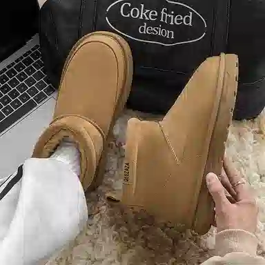 威世米邦 保暖防滑 厚底加绒一脚蹬 短筒 雪地靴 男款