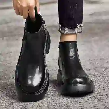 公牛雷霆 头层牛皮 潮流百搭简约舒适时尚 短靴 男款