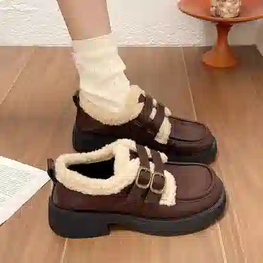 小鹿米利 休闲加绒加厚 乐福鞋 女款