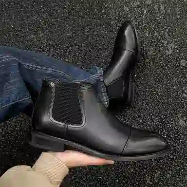 威世米邦 超纤皮 复古英伦休闲商务 短筒 切尔西靴 男款