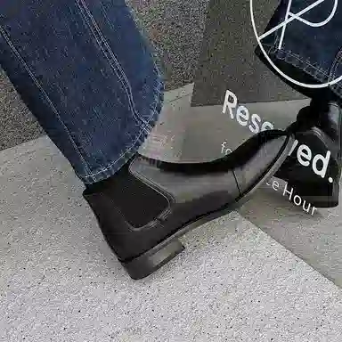 威世米邦 超纤皮 复古英伦休闲商务 短筒 切尔西靴 男款