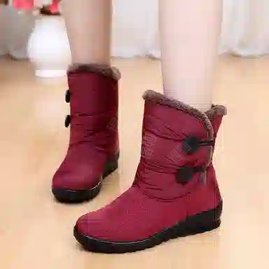 意利船长 布 保暖 时尚潮流 中筒 雪地靴 男女同款