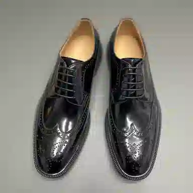 ANTONIO BAREZZI Brogue Business Round Toe Lace-Up Dress Shoes Black