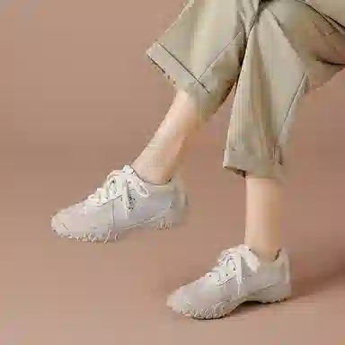 波尔谛奇 绒面革织物 显瘦百搭软底德训鞋 轻便增高 低帮 生活休闲鞋 女款