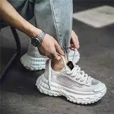 南极人 网布 舒适时尚百搭厚底 减震耐磨增高透气 低帮 老爹鞋 男款