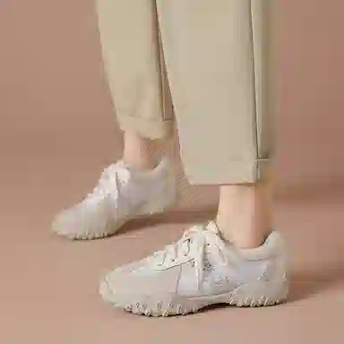 波尔谛奇 绒面革织物 显瘦百搭软底德训鞋 轻便增高 低帮 生活休闲鞋 女款