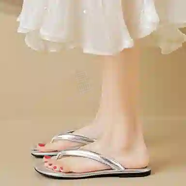 比比我 外穿小众夹脚分趾 橡胶底 防滑人字拖鞋 女