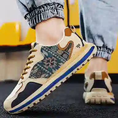 南极人 网布 小众刺绣设计潮流百搭运动厚底 防滑耐磨增高 低帮 生活休闲鞋 男款