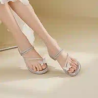 卓诗尼 仙女风蝴蝶结百搭时尚人字拖鞋 女