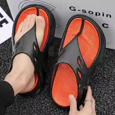 南极人 外穿厚底踩屎感 静音防臭防磨防滑人字拖鞋 男款