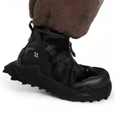 编界 牛皮 时尚休闲潮流复古 短靴 男款 黑色