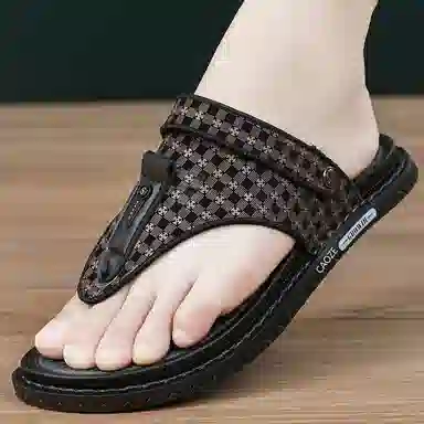 潮泽 时尚潮流 防磨人字拖鞋 男款