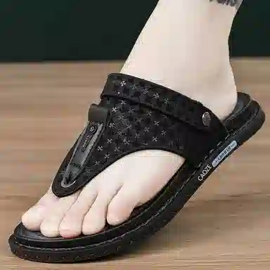 潮泽 时尚潮流 防磨人字拖鞋 男款