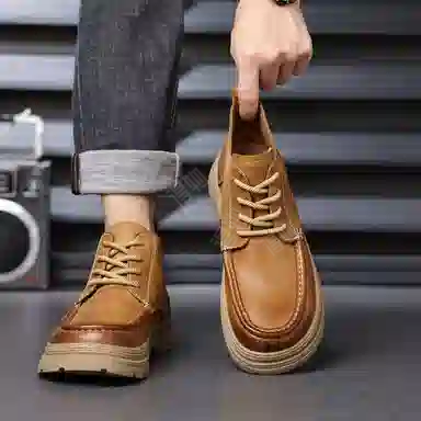 木林森 合成革 英伦风舒适软底 潮流百搭 短靴 男款 黄色