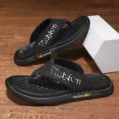 潮泽 简约百搭 车缝线 速干人字拖鞋 男款