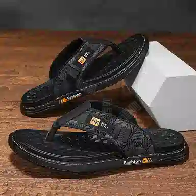 潮泽 时尚潮流经典 防磨人字拖鞋 男款