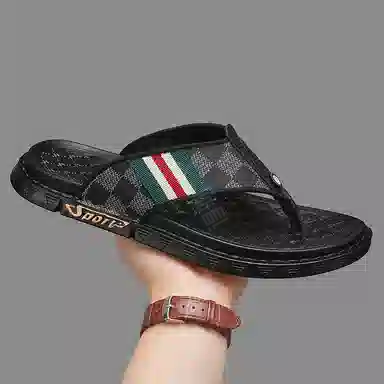 潮泽 百搭速干休闲通勤 橡胶底 车缝线 防磨人字拖鞋 男款