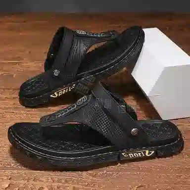 潮泽 通勤百搭 防磨人字拖鞋 男款