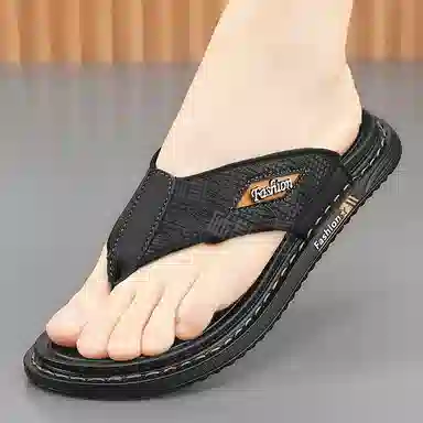 潮泽 简约舒适 车缝线 防磨防滑人字拖鞋 男款