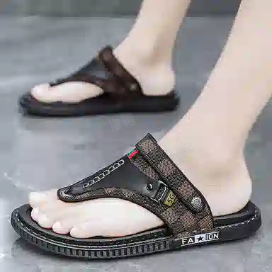 潮泽 休闲时尚 防磨防滑人字拖鞋 男款